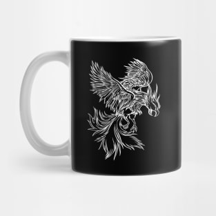 Phoenix  bird reborn from the ashes in white Mug